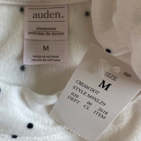 NEW AUDEN Ultra Soft Sleepwear Top Cream Dot Size Medium Long Sleeve Cozy Warm - Picture 3 of 3